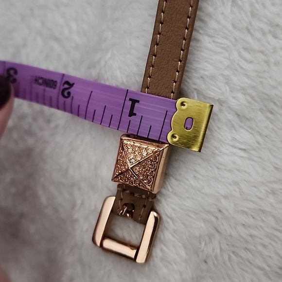 Michael Kors Leather Rose Gold Double Wrap Bracelet - Picture 9 of 11
